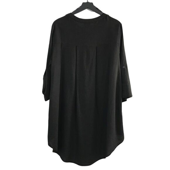 City Chic Linen Safari Button Down Top Blouse - Picture 3 of 12